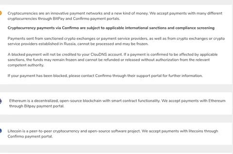 Payment options on www.cloudns.net