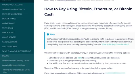Gandi documentation: paying with Bitcoin, Ethereum or Bitcoin Cash via BitPay