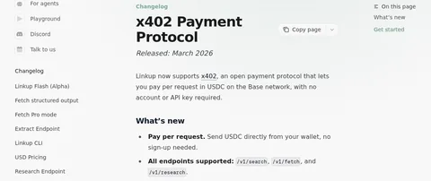 Linkup docs: x402 changelog