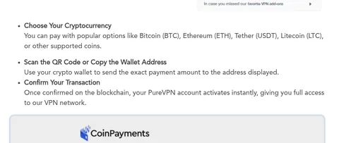 PureVPN crypto-payment guide: Tether (USDT) among the supported coins